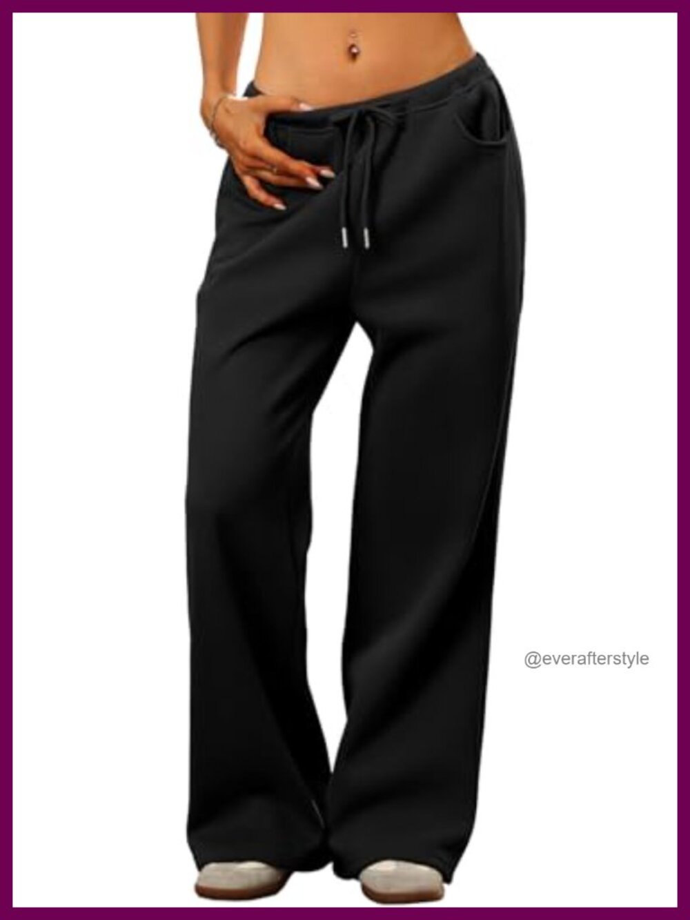 Womens Low Rise Wide Leg Fleece Lined Sweatpants with Pockets